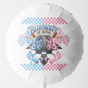 Gender Reveal Party Burnouts or Bows Pink Blue Balloon