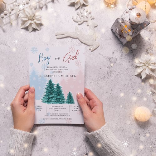 Gender Reveal Party Christmas Winter invitation