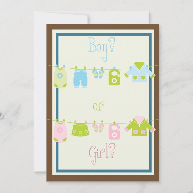 Gender Reveal Party Clothes Invitation (Back)