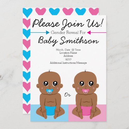 Gender Reveal Party Cute Invitation Ethnic