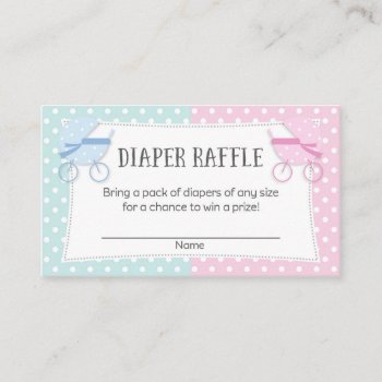 Gender Reveal Party Diaper Raffle Tickets Enclosure Card by melanileestyle at Zazzle