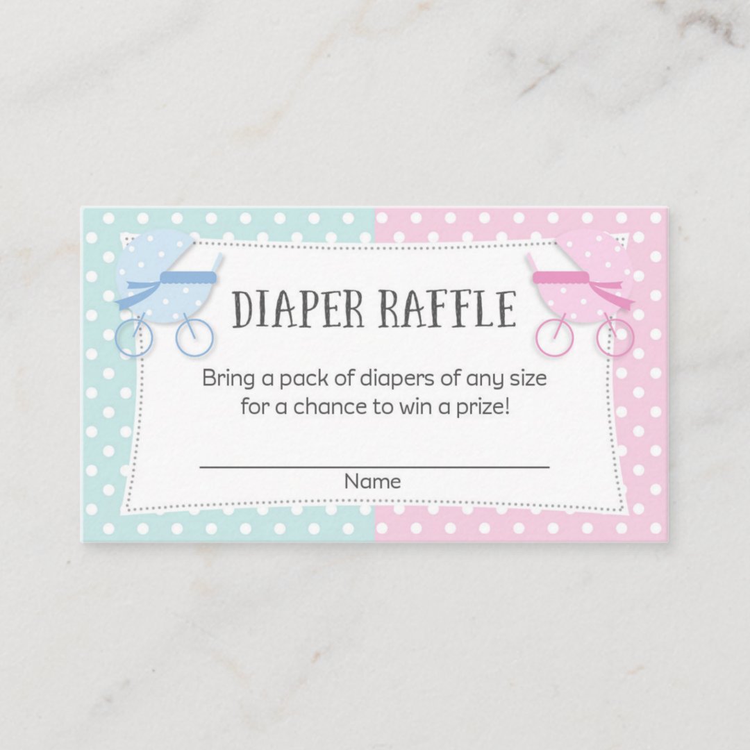 Gender Reveal Party Diaper Raffle Tickets Enclosure Card | Zazzle