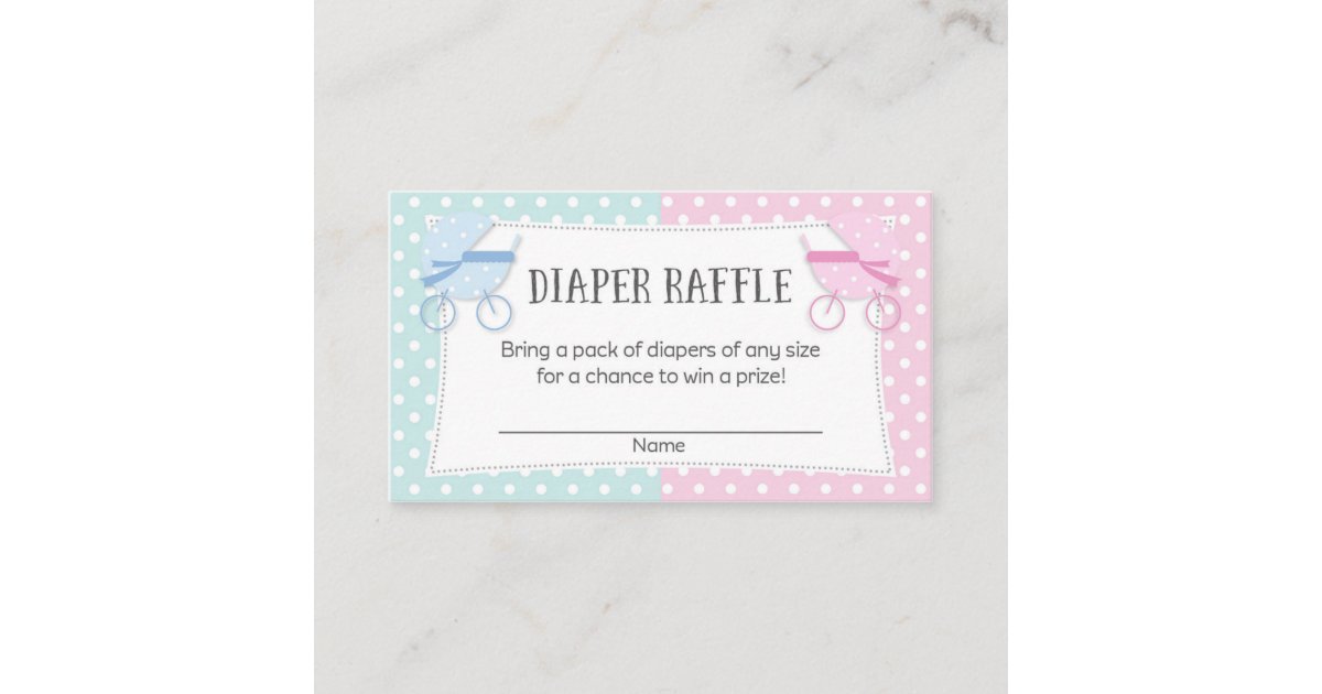 Gender Reveal Party Diaper Raffle Tickets Enclosure Card | Zazzle