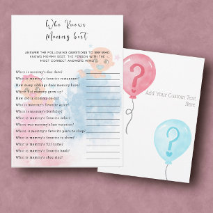 Gender Reveal Party Game Card