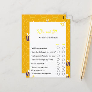 Gender reveal party games bumble bee themes postcard
