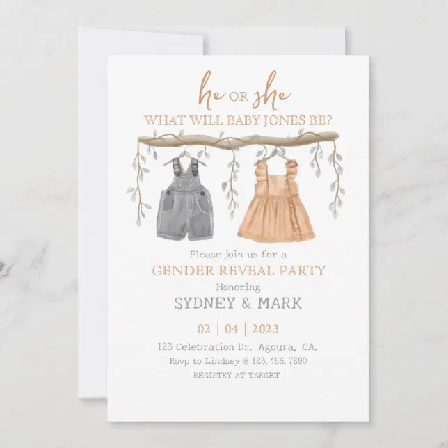 Gender reveal Party, Gender Reveal, He or She Invitation | Zazzle