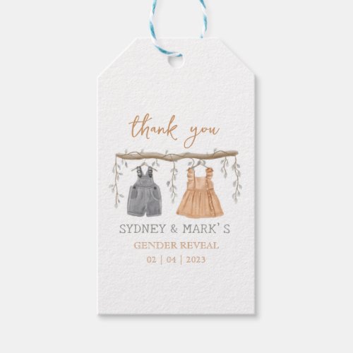 Gender reveal Party He or She Thank you Classic  Gift Tags