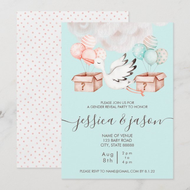 Gender Reveal Party Invitation (Front/Back)