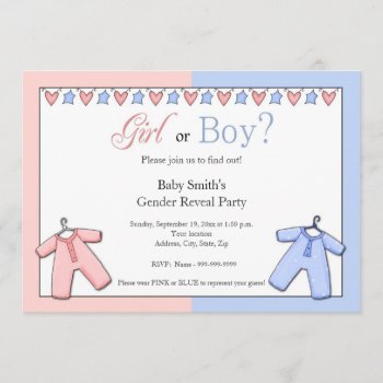 Gender Reveal Party Invitation by maternity_tees at Zazzle