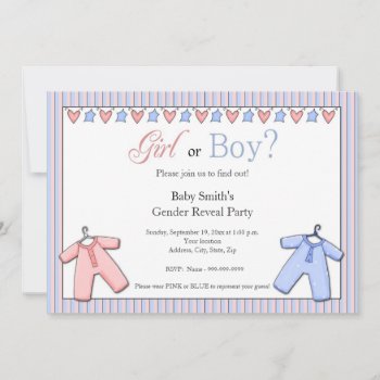Gender Reveal Party Invitation by maternity_tees at Zazzle