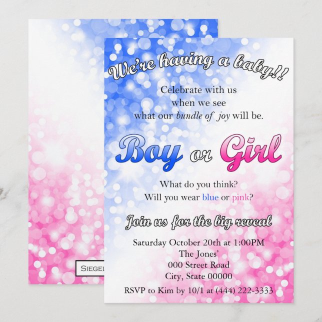 Gender Reveal Party Invitation (Front/Back)