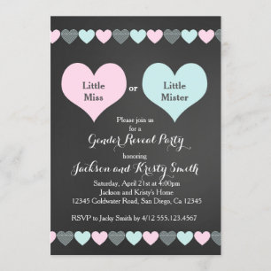 Gender Reveal Party Invitation Hearts