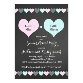 Gender Reveal Party Invitation Hearts