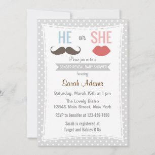 Gender Reveal Party Invitation Kisses Polkadots