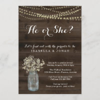 Gender Reveal Party Invitation  - Rustic Wood