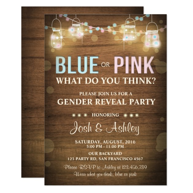 Gender Reveal Party Invitation Rustic Wood Shower
