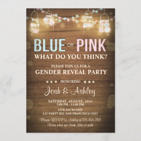 Gender Reveal Party Invitation Rustic Wood Shower