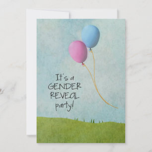 Gender Reveal Party Invitations - Balloons - 5x7
