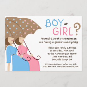 Gender Reveal Party Invitations Blue & Pink
