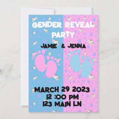 GENDER REVEAL PARTY INVITE WITH  BUNNYS