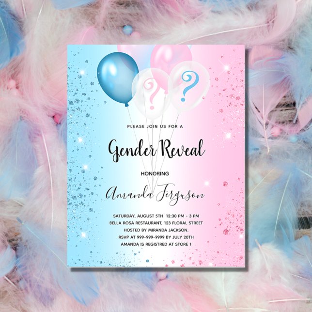 Gender reveal party pink blue boy girl invitation (Creator Uploaded)