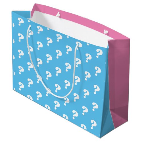 Gender reveal party question mark pink and blue large gift bag