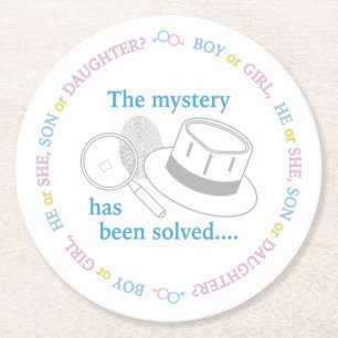 Gender Reveal Party Round Paper Coaster