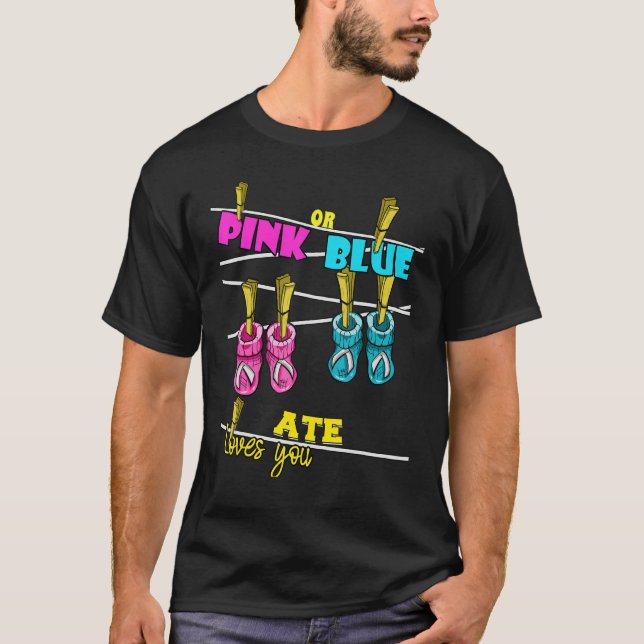 Gender Reveal Party Team Baby Shower Pinkness Blue T-Shirt (Front)