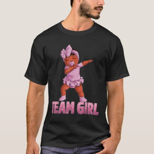 Gender Reveal Party Team Black Girl Baby Announcem T_Shirt