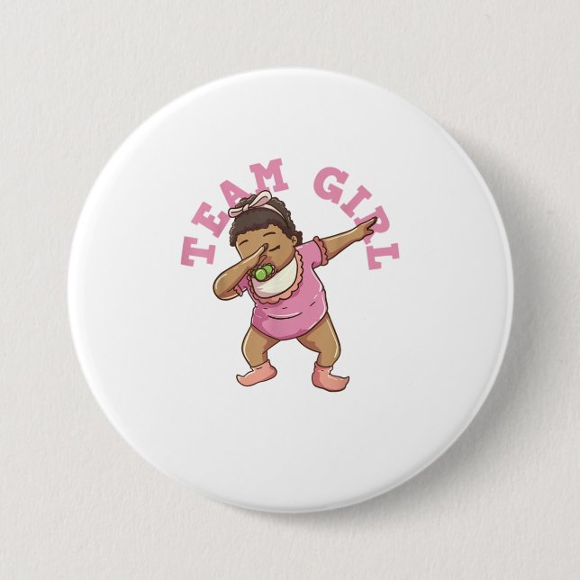 Gender Reveal Party Team Girl TShirt Button (Front)