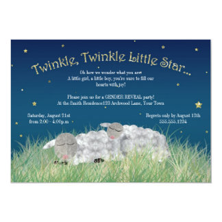 Gender Reveal Party Twinkle Little Star Cute Sheep Card