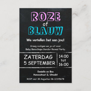 Gender Reveal Party uitnodiging Invitation