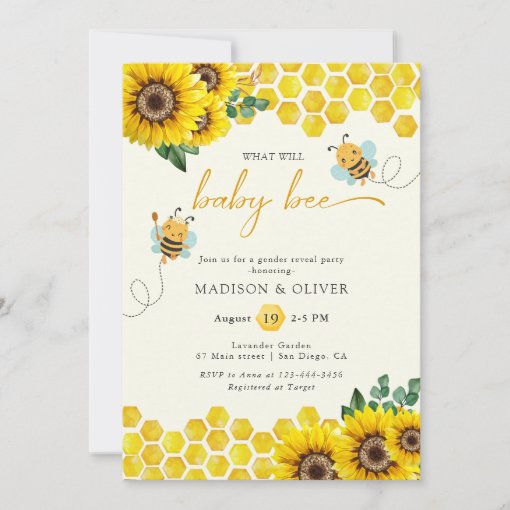 Gender Reveal Party What Will Baby Bee Invitation | Zazzle