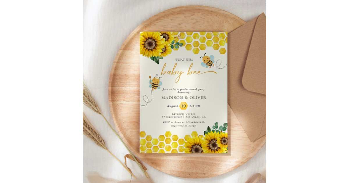 Gender Reveal Party What Will Baby Bee Invitation | Zazzle