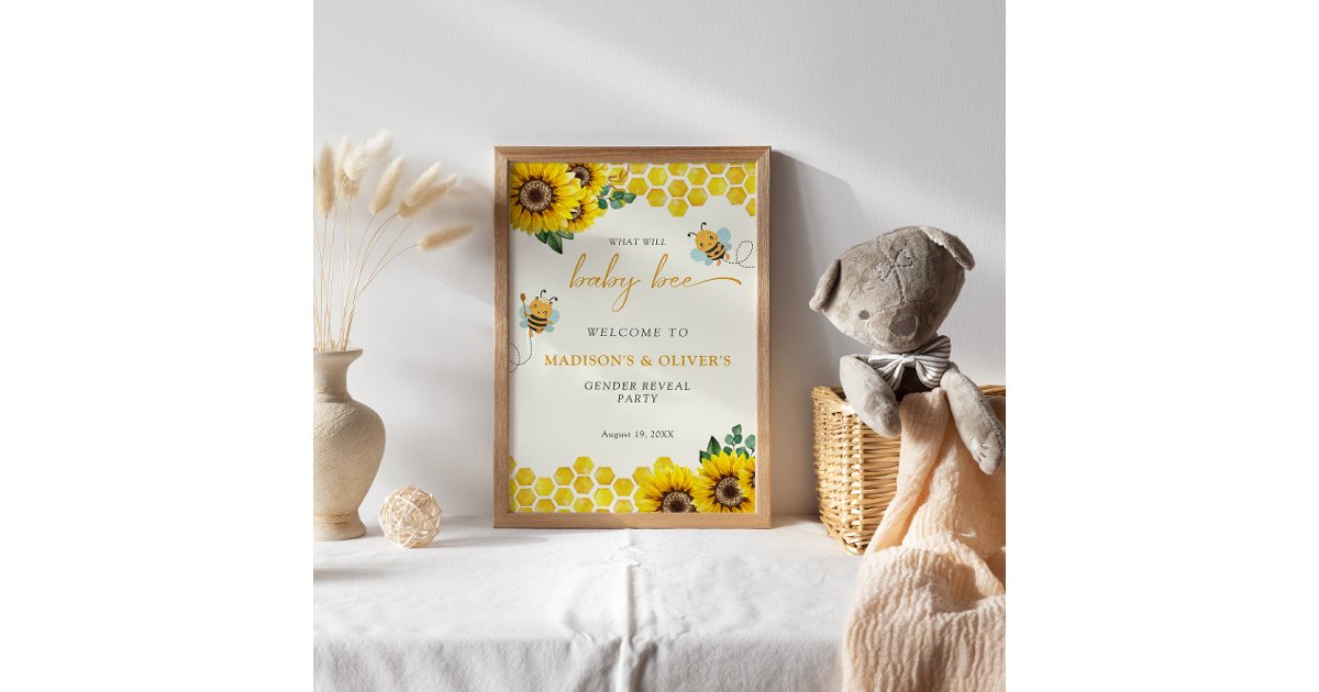 Gender Reveal Party What Will Baby Bee Welcome Poster | Zazzle