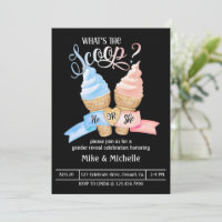 Gender reveal Party, What's the Scoop,  Invitation