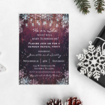 Gender Reveal Party Winter Snowflake Wood Lights Invitation