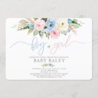 Gender reveal pastel colors baby shower invitation