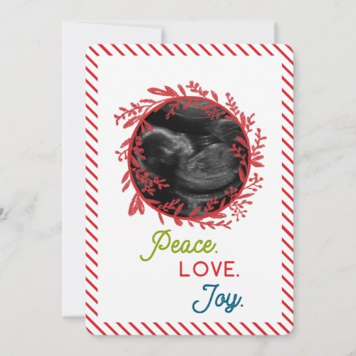 Gender Reveal Peace Love Boy Holiday Photo Card