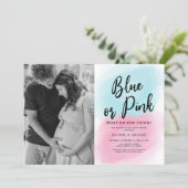Gender Reveal Photo Baby Shower Invitation (Standing Front)