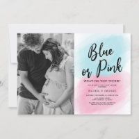 Gender Reveal Photo Baby Shower Invitation