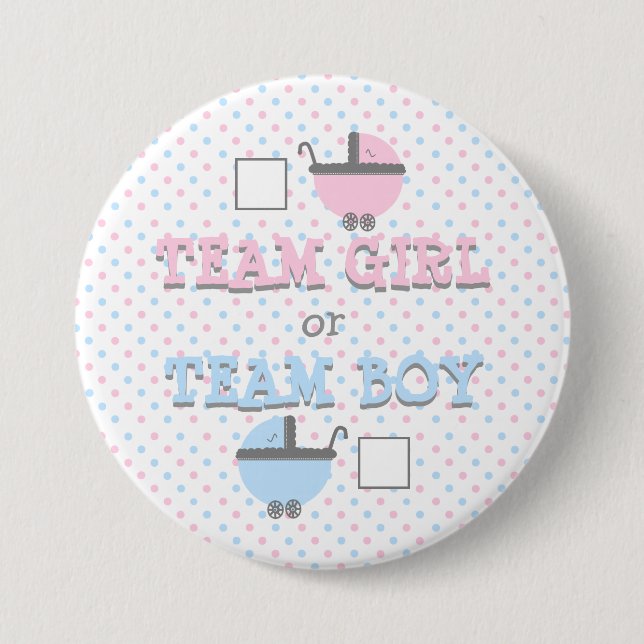 Gender Reveal Pink and Blue Baby Shower Button (Front)
