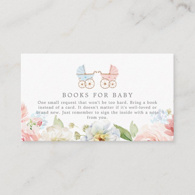 Gender Reveal Pink and Blue Books for Baby Card (Front)