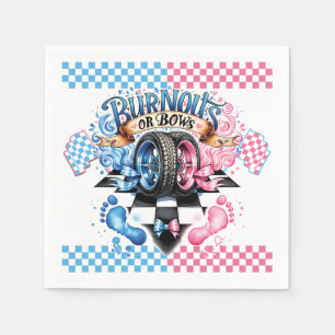 Gender Reveal Pink and Blue Bows and Tires Napkins