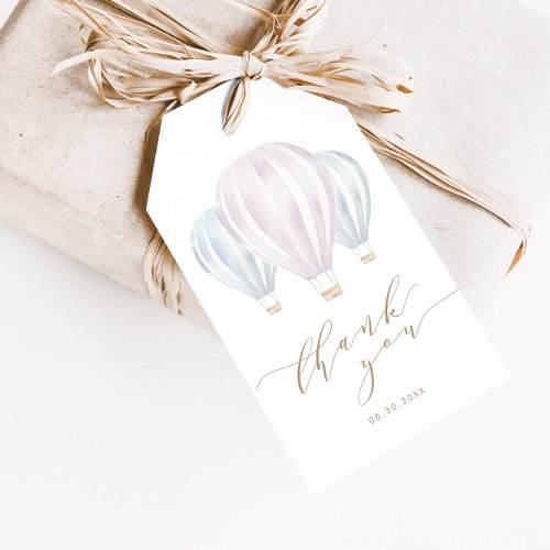 Gender Reveal Pink and Blue Hot Air Balloon Favor Gift Tags