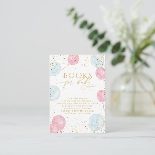 Gender Reveal Pink Blue Boy Girl Book Request  Enclosure Card