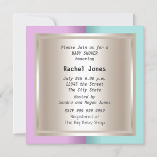 Gender Reveal Pink Blue Cream Baby Shower Party Invitation
