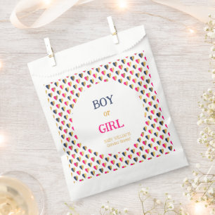 Gender Reveal Pink Blue Hearts Favor Bag