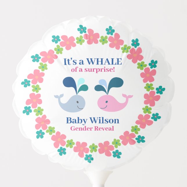 Gender Reveal Pink Blue Whale of a Surprise Balloon (Front)