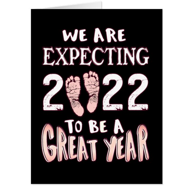 Gender Reveal Pink Footprints 2022 Expecting Girl Card (Front)